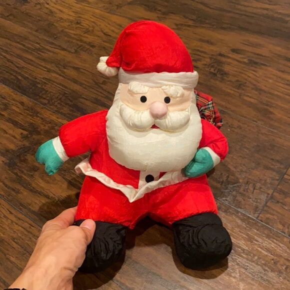 VINTAGE 1993 GIBSON GREETINGS NYLON SANTA CLAUS CHRISTMAS STUFFED ANIMAL PLUSH - Picture 1 of 9